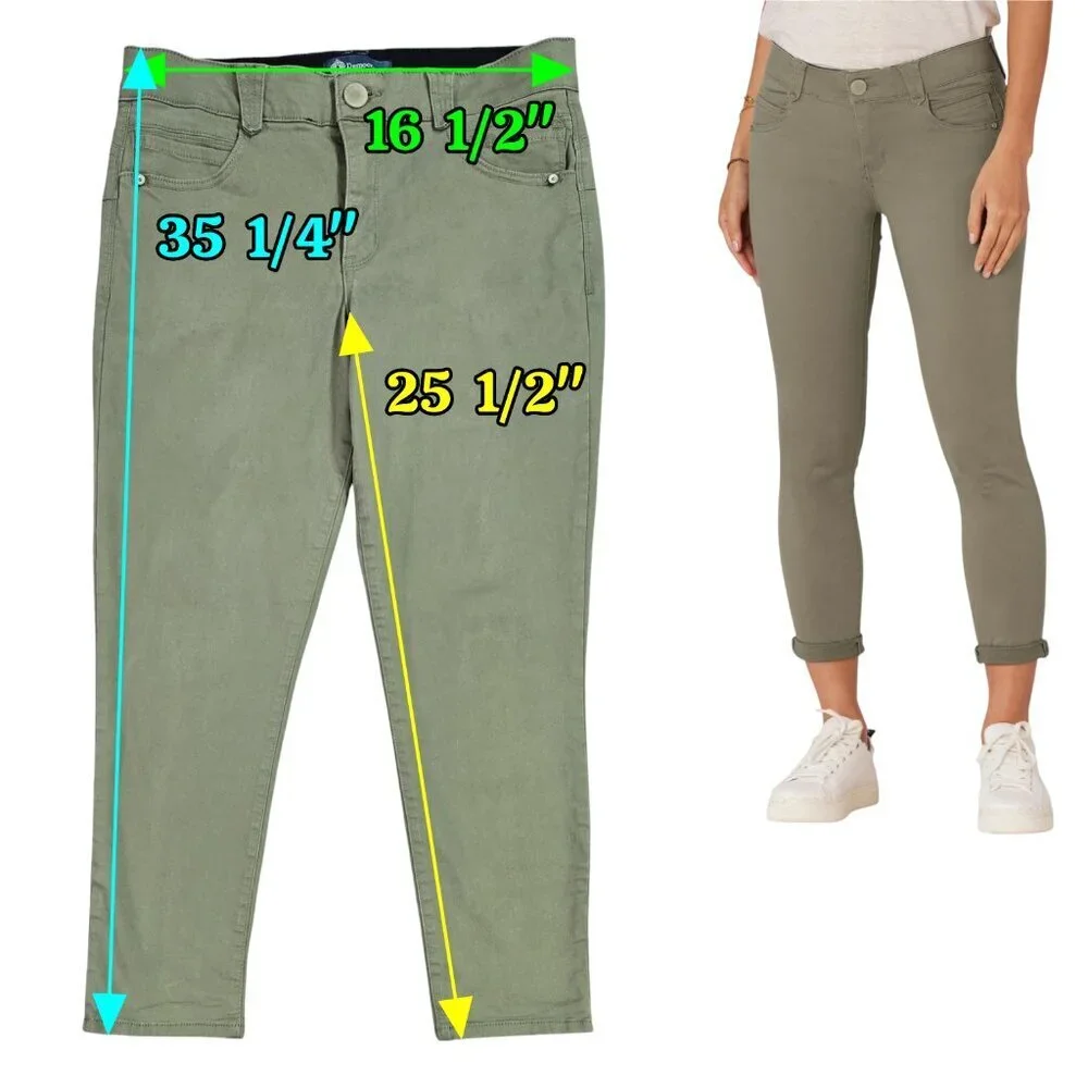 Democracy Absolution Colored Ankle Skimmer Pants Olive Green Laurel Oak Stretch